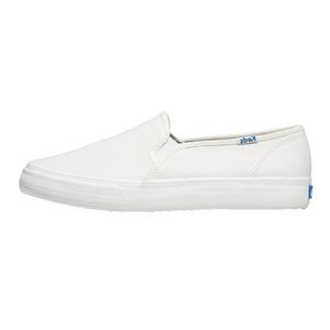 Keds Women's Double Decker Slip on Sneaker, White Leather, 10 Medium